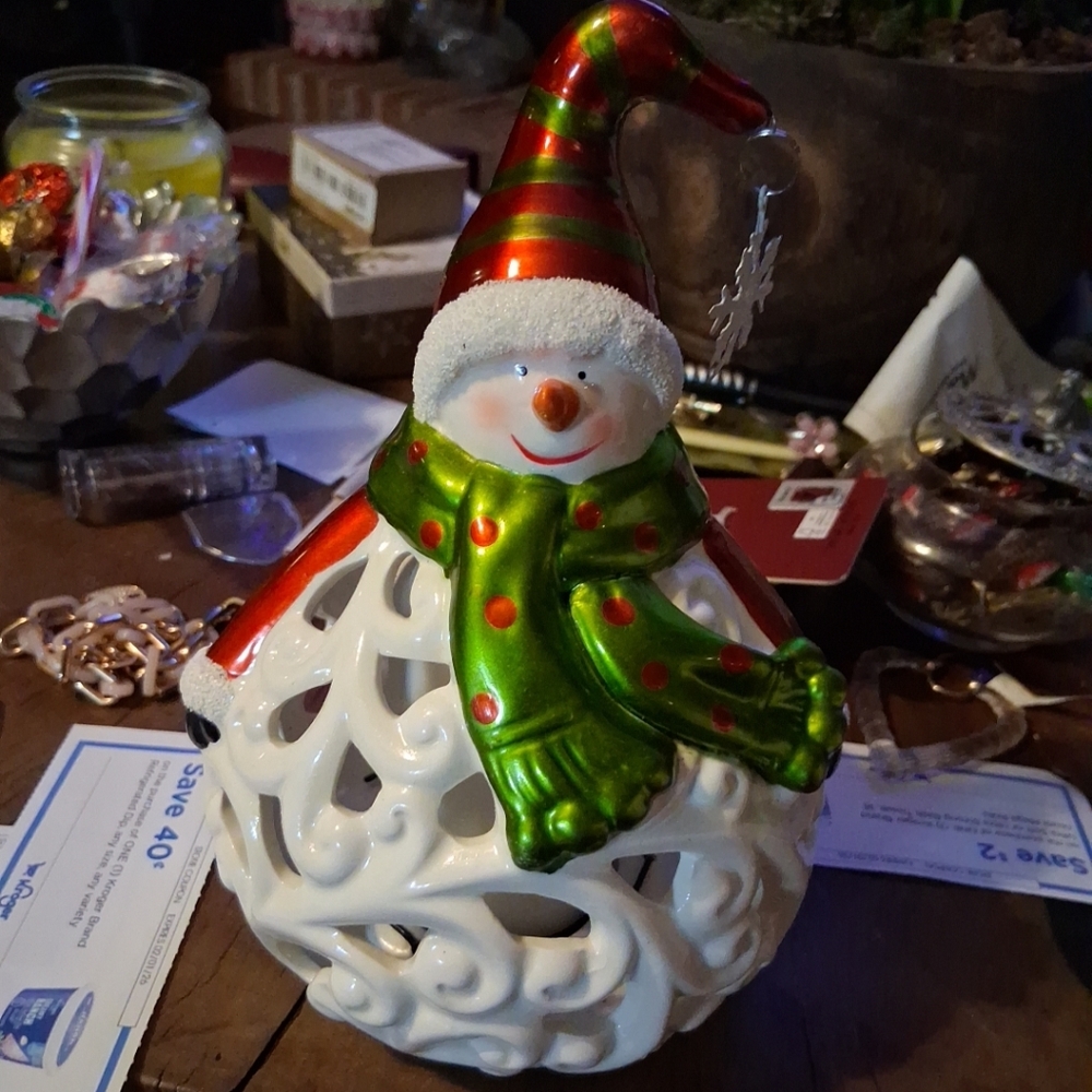 QVC Home Reflections Luminary Snowman Flameless Candle Color Changing